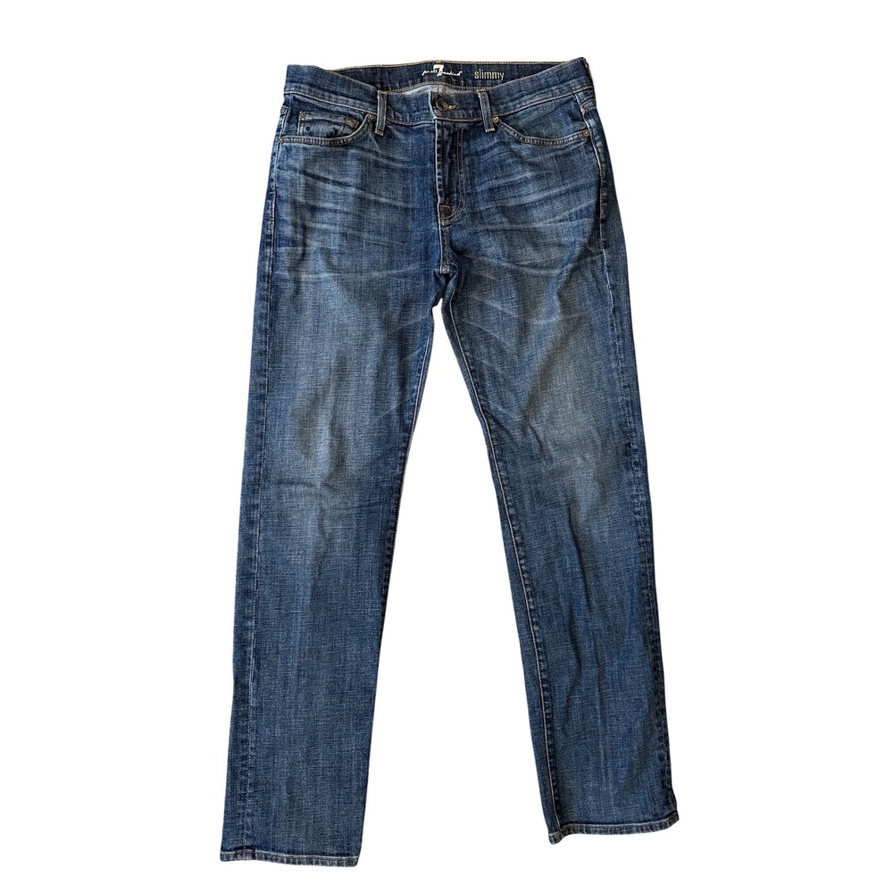 7 For All Mankind Slimmy Slim Fit Jeans Mens 34 Medium Wash‎ Blue Denim